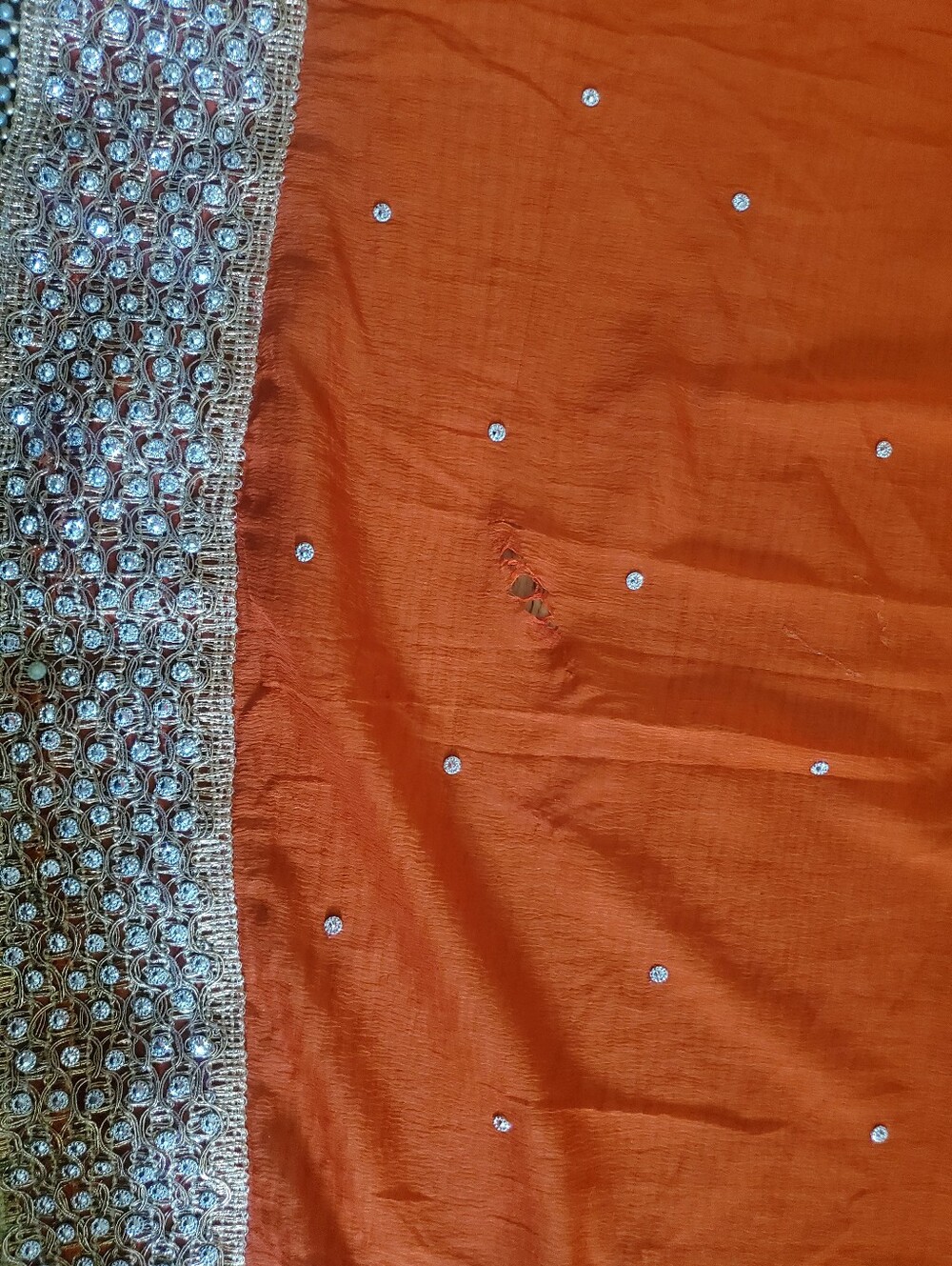 Punjabi 3 piece orange and golden SALWAR KAMEEZ SUIT - Picture 3 of 3